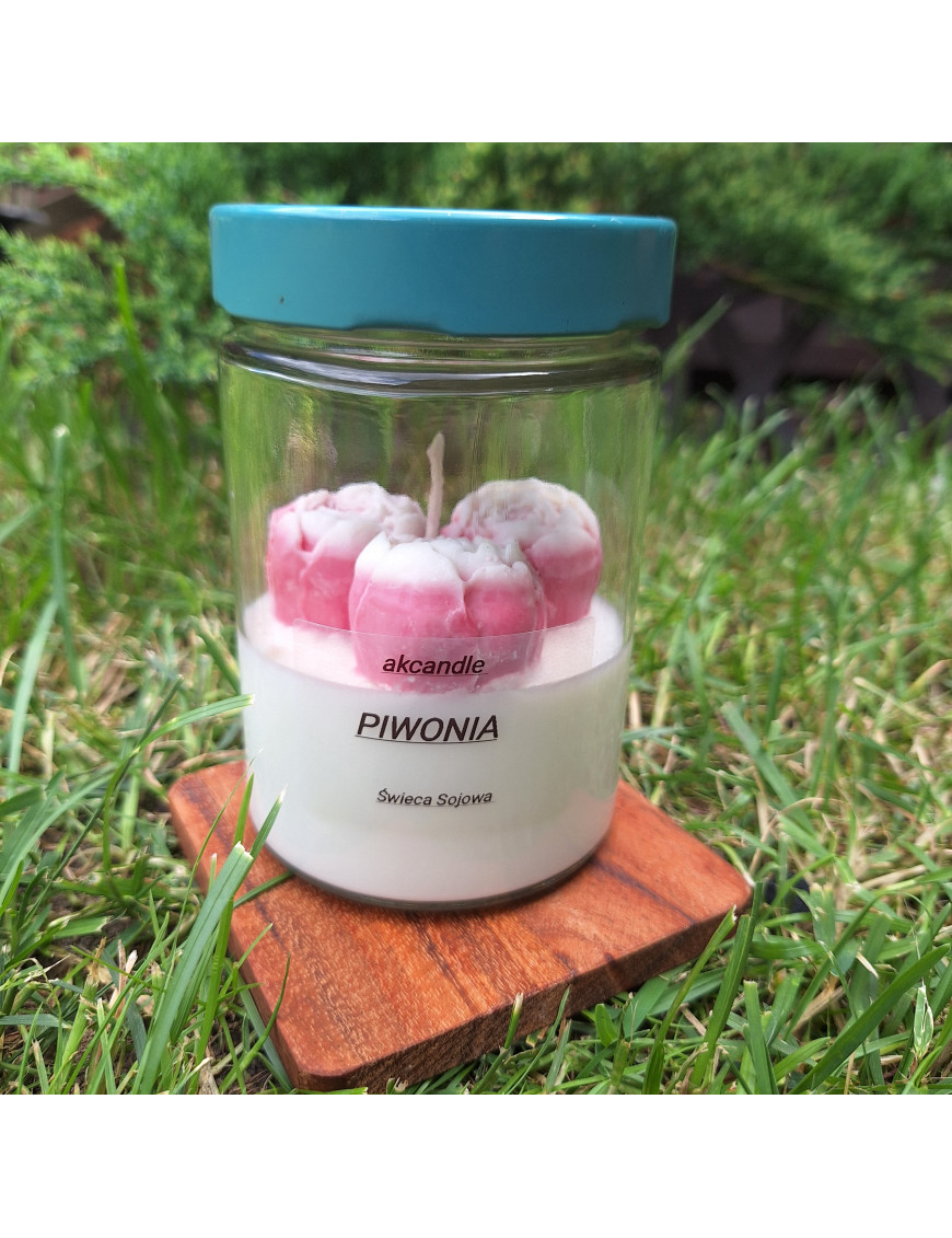Świeca Sojowa w szklanej formie – Piwonia – akcandle