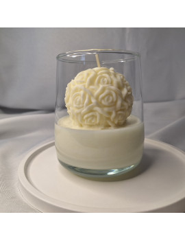 Świeca Sojowa w szklanej formie – Kula Różana – akcandle