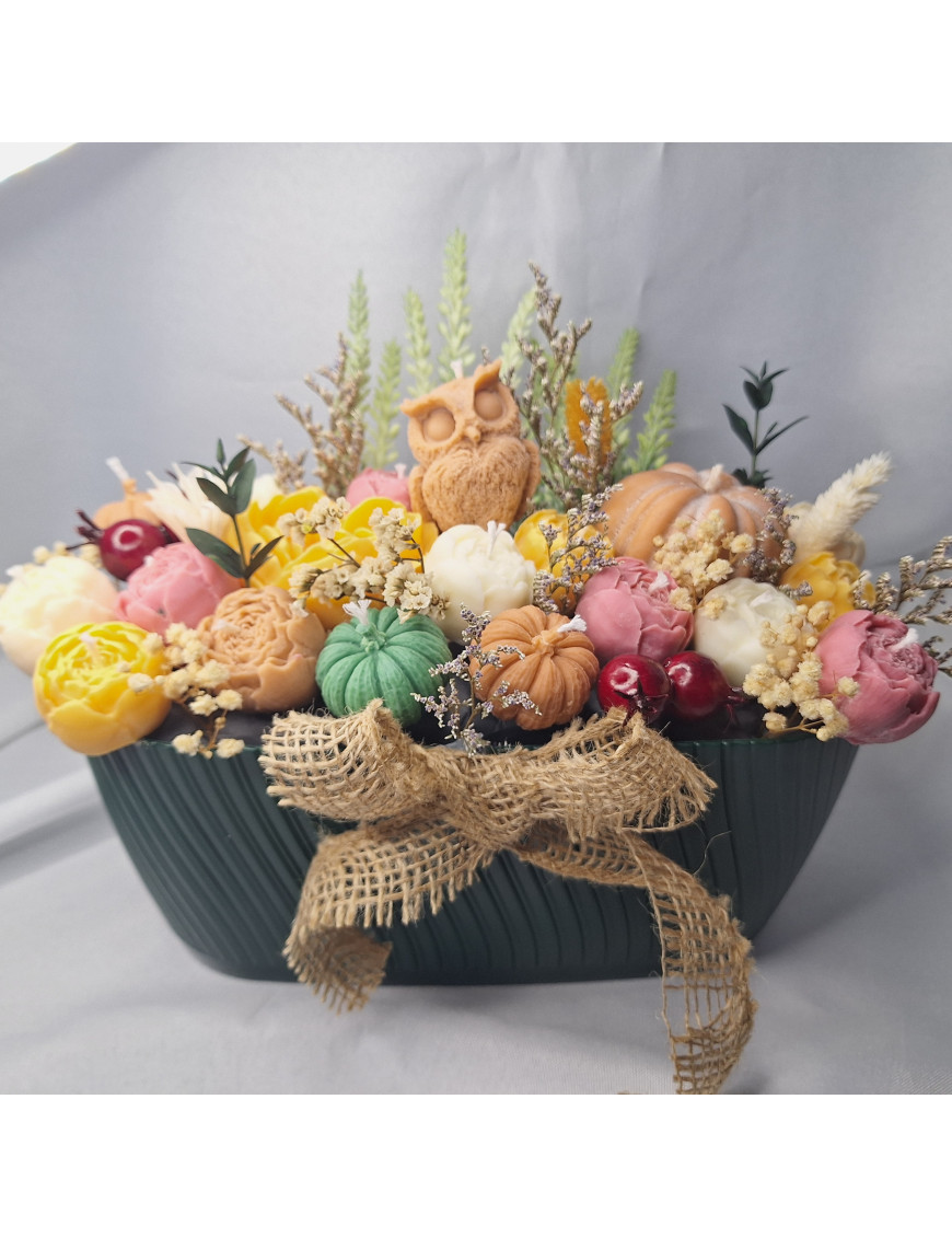 Świeca Sojowa typu Flower Box – Bukiet Jesienny – akcandle