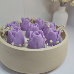 Świeca Sojowa w gipsowej formie – Tulipany w Misie – akcandle