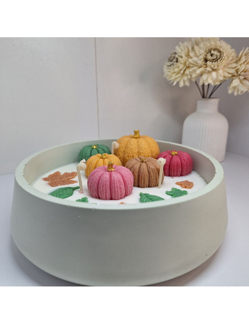 Świeca Sojowa w gipsowej formie – Dynie w Misie – akcandle