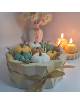 Świeca Sojowa w gipsowej formie – Dynie w Misie 3 – akcandle