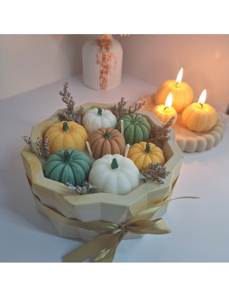 Świeca Sojowa w gipsowej formie – Dynie w Misie 3 – akcandle