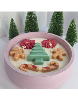 Świeca Sojowa w gipsowej formie – Choinka w Misie – akcandle