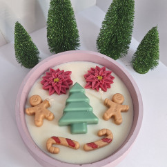 Świeca Sojowa w gipsowej formie – Choinka w Misie – akcandle