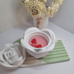 Świeca Sojowa w gipsowej formie – Świeca w Gipsowej Róży – akcandle