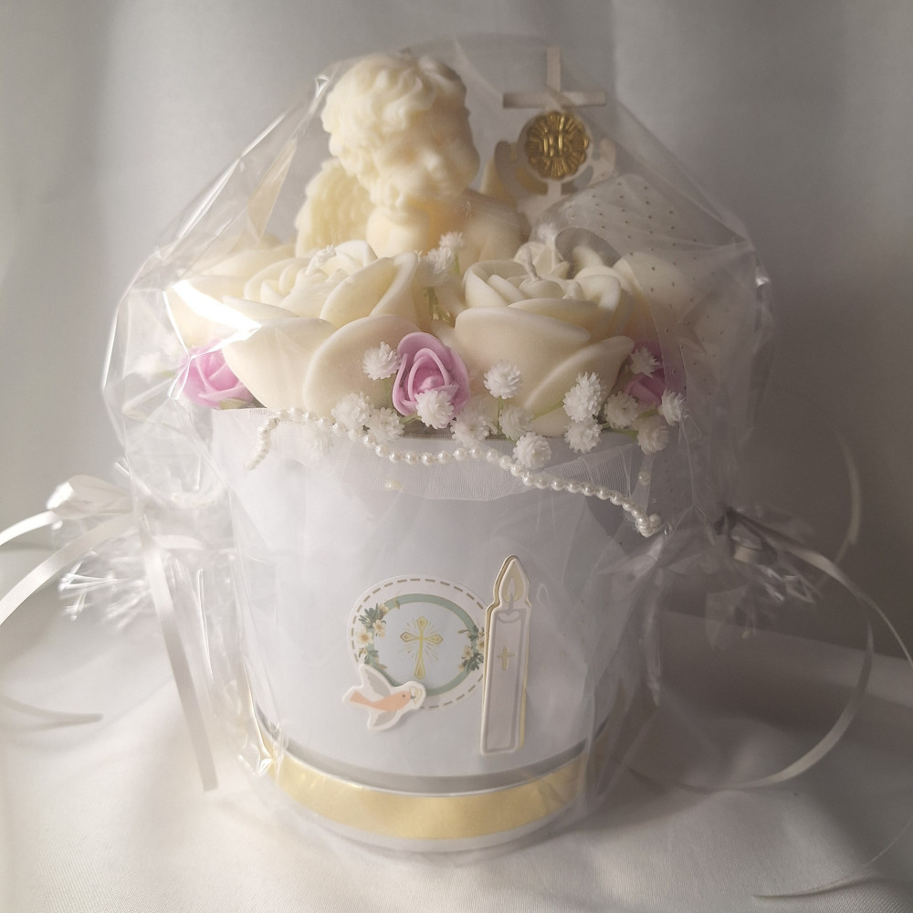 Świeca Sojowa Okolicznościowa – Flower Box Komunia Święta – akcandle