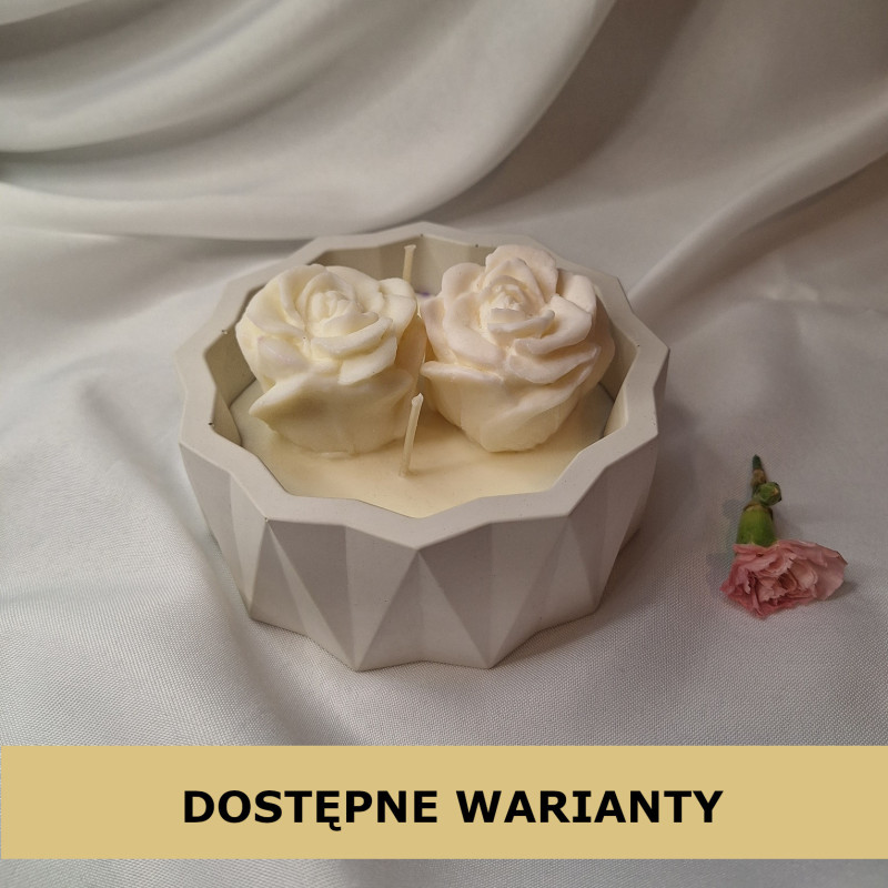 Świeca Sojowa w gipsowej formie – Róże w Gipsie – akcandle