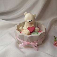 Świeca Sojowa w gipsowej formie – Miś w Gipsie – akcandle