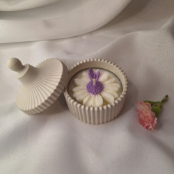 Świeca Sojowa w gipsowej formie – Stokrotka w Gipsie II – akcandle