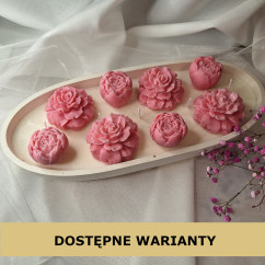 Świeca Sojowa w gipsowej formie – Piwonie w Łódce – akcandle