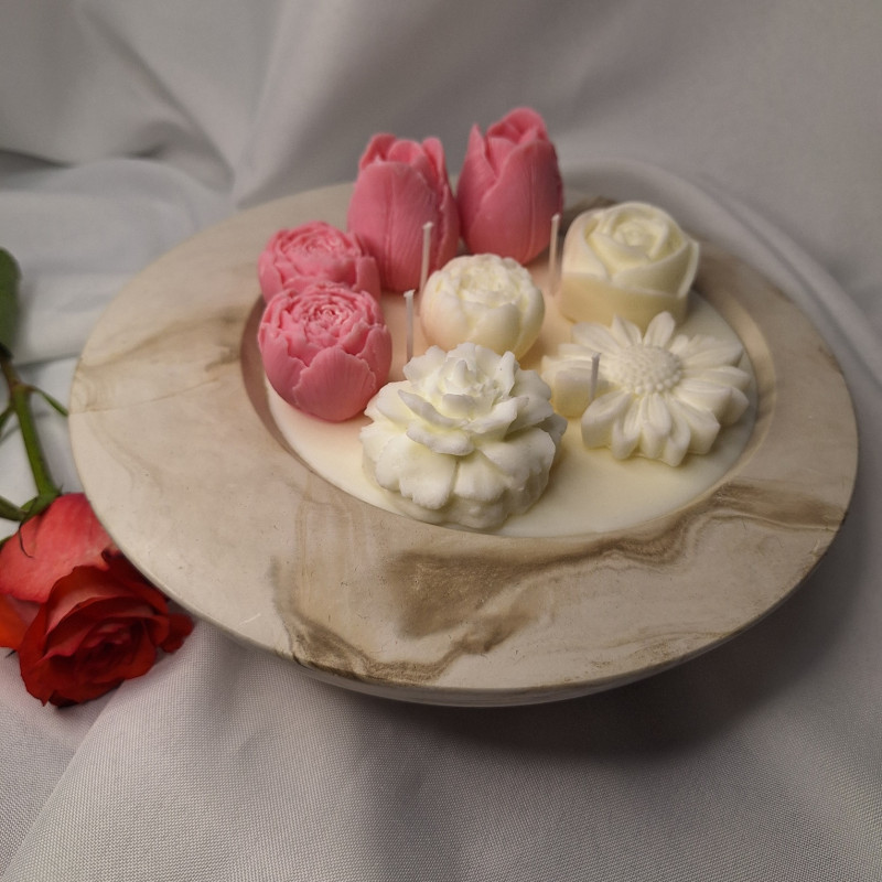 Świeca Sojowa w gipsowej formie – Kwiaty w Doniczce – akcandle